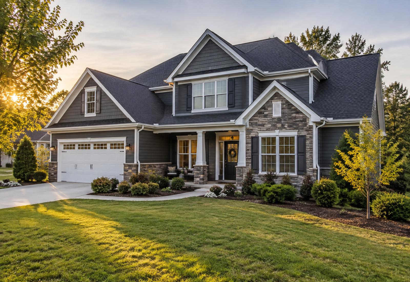 Charlotte home with a new roof, fresh siding and manicured landscaping